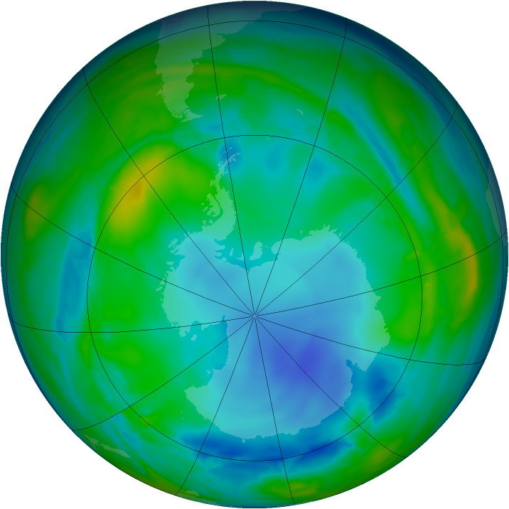 Antarctic ozone map for 28 July 2008